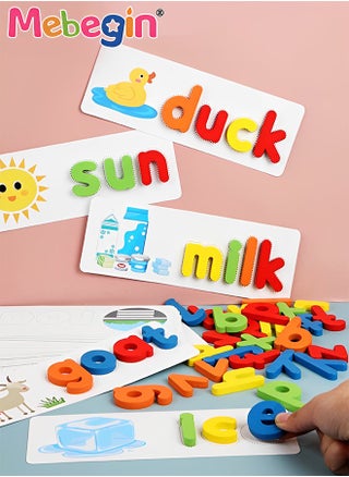 Wooden Toddler Learning Toy, Matching Alphabet Word Game with 56 Different Words on 28 Double-sided Cognitive Cards, Letter Jigsaw Puzzle Toys for Kid's Spelling - pzsku/ZBCCC1C7C75263FF529DCZ/45/1746214496/4f28156f-a22f-465f-a9e9-055714eac675