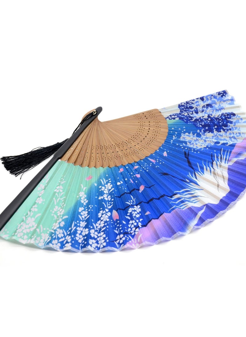 Y&D Folding Fans Fan Hand Held for Women with a Fabric Sleeve  - Image 4