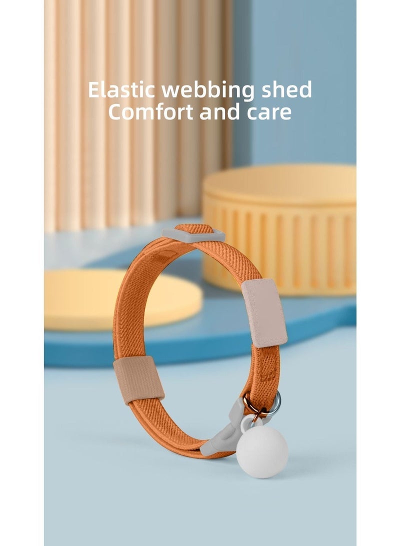 طقم أطواق قطط قابلة للتعديل (أصفر، بني، وردي) مع مشبك أمان ينفصل تلقائياً وجرس قابل للإزالة وزينة كرة ماكرون - Image 3