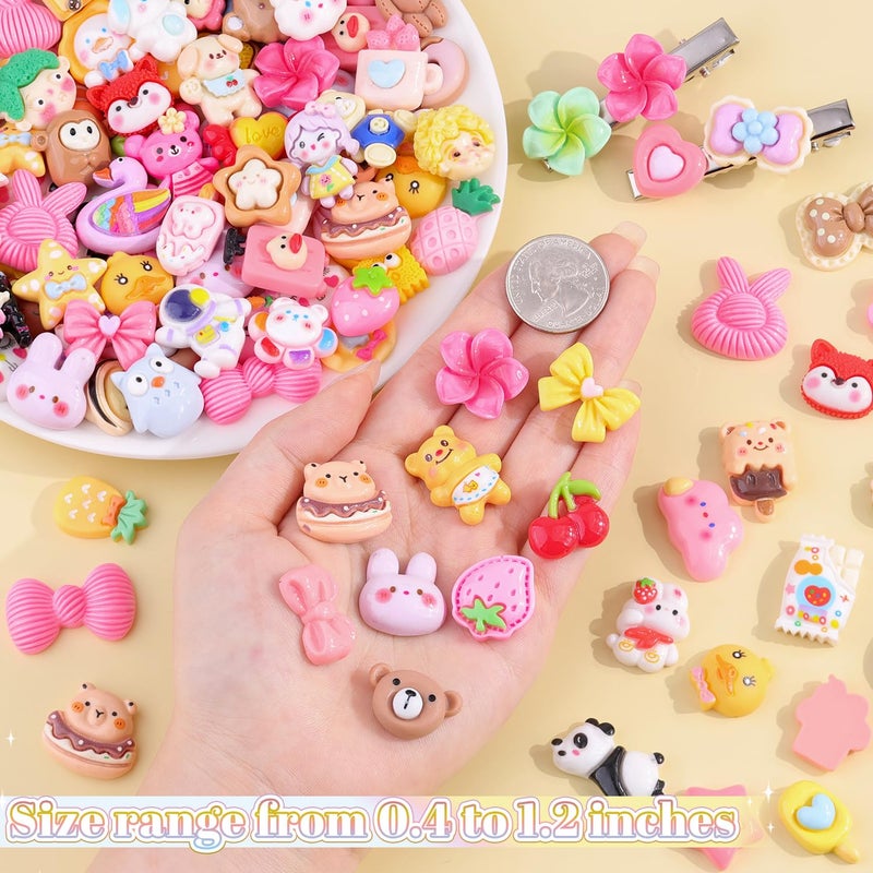 Glitzest 100PCS Slime Charms Cute Flatback Resin Charms for Slime, Random Kawaii Decoden Charm for Embellishments Phone Junk Case Charms Bulk, Hairpins Scrapbooking Crafting & DIY Decor (Multicolor) - Image 2