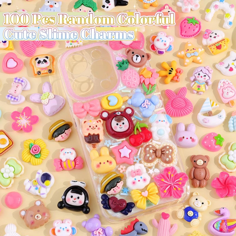 Glitzest 100PCS Slime Charms Cute Flatback Resin Charms for Slime, Random Kawaii Decoden Charm for Embellishments Phone Junk Case Charms Bulk, Hairpins Scrapbooking Crafting & DIY Decor (Multicolor) - Image 3