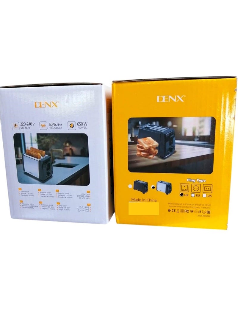 Denx 650W Stainless Steel Toaster, 2 Slice Capacity, with Browning Control - Image 3