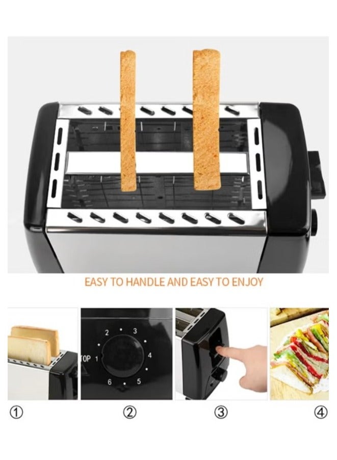 Denx 650W Stainless Steel Toaster, 2 Slice Capacity, with Browning Control - Image 4