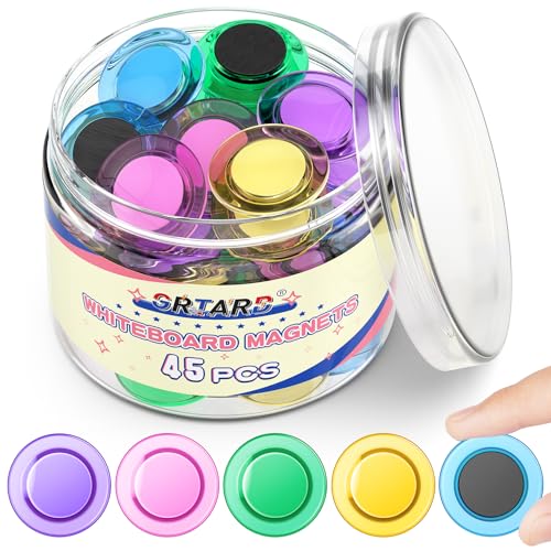 Grtard 45 Pcs Magnets for Whiteboard, Round Refrigerator Magnets Fridge Magnets Whiteboard Magnets, Dry Board Decorative Magnets Teacher Supplies for School, Home, Office (Colorful, 3cm/1.18 inch) - Image 1