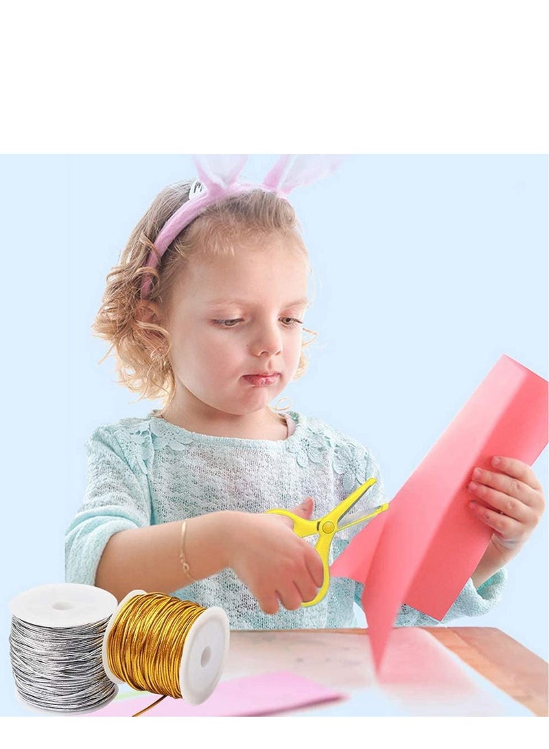 Y&D 4Rolls Metallic Cord Rope Thread String Ribbon Tinsel Bead Diy Craft Making Cord For Wedding Ornaments Gift Wrapping Tags Jewelry Gold Silver - Image 2