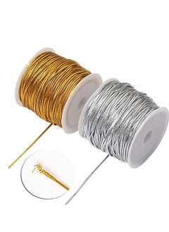 Y&D 4Rolls Metallic Cord Rope Thread String Ribbon Tinsel Bead Diy Craft Making Cord For Wedding Ornaments Gift Wrapping Tags Jewelry Gold Silver  - Image 4