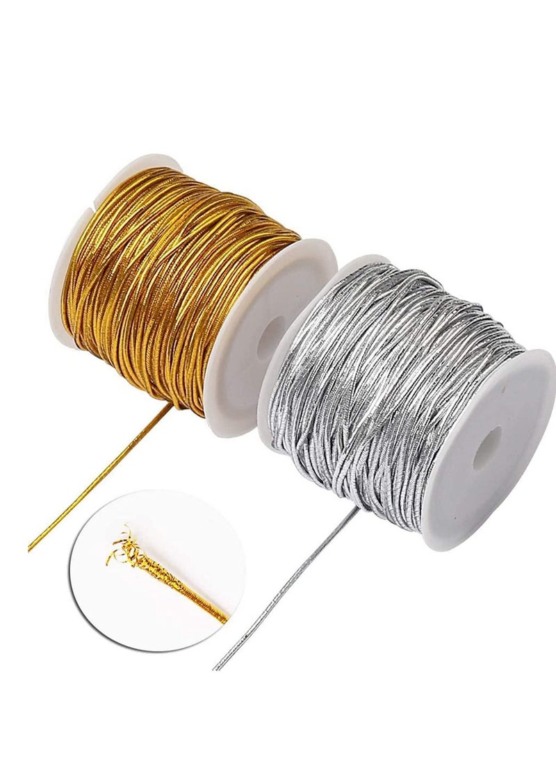 Y&D 4Rolls Metallic Cord Rope Thread String Ribbon Tinsel Bead Diy Craft Making Cord For Wedding Ornaments Gift Wrapping Tags Jewelry Gold Silver - Image 4