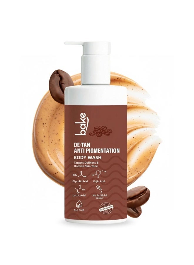 BAKE De-Tan Anti Pigmentation Coffee Body Wash with Kojic Acid, Glycolic Acid, Lactic Acid for Dark Spots, Pigmentation, Tanning & Tan Removal | For Men & Women | 300ml - Image 1