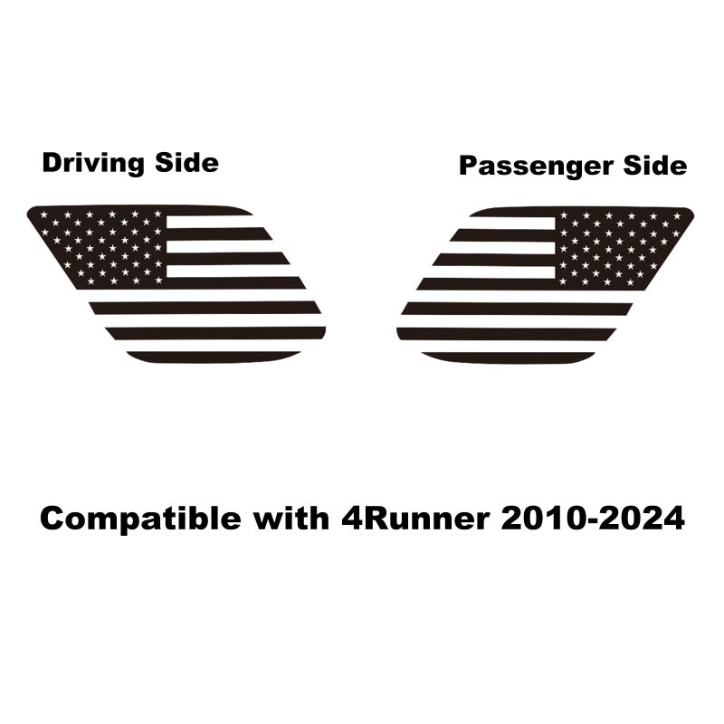 Zxiaochun Rear Window American Flag Decal Fits Toyota 4Runner 5th Gen 2010-2017 2018 2019 2020 2021 2022 2023 2024, Precut Back Side Window Glass USA Flag Vinyl Sticker Accessories(Matte Black) - Image 2