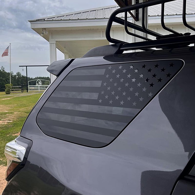 Zxiaochun Rear Window American Flag Decal Fits Toyota 4Runner 5th Gen 2010-2017 2018 2019 2020 2021 2022 2023 2024, Precut Back Side Window Glass USA Flag Vinyl Sticker Accessories(Matte Black) - Image 5