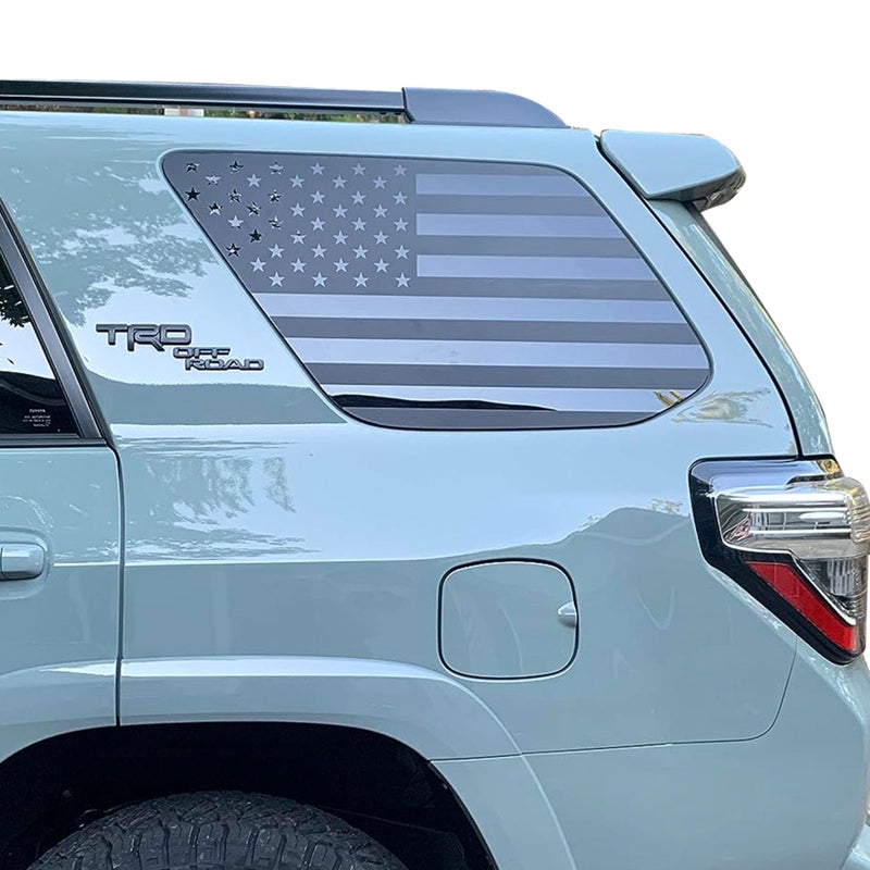Zxiaochun Rear Window American Flag Decal Fits Toyota 4Runner 5th Gen 2010-2017 2018 2019 2020 2021 2022 2023 2024, Precut Back Side Window Glass USA Flag Vinyl Sticker Accessories(Matte Black) - Image 1