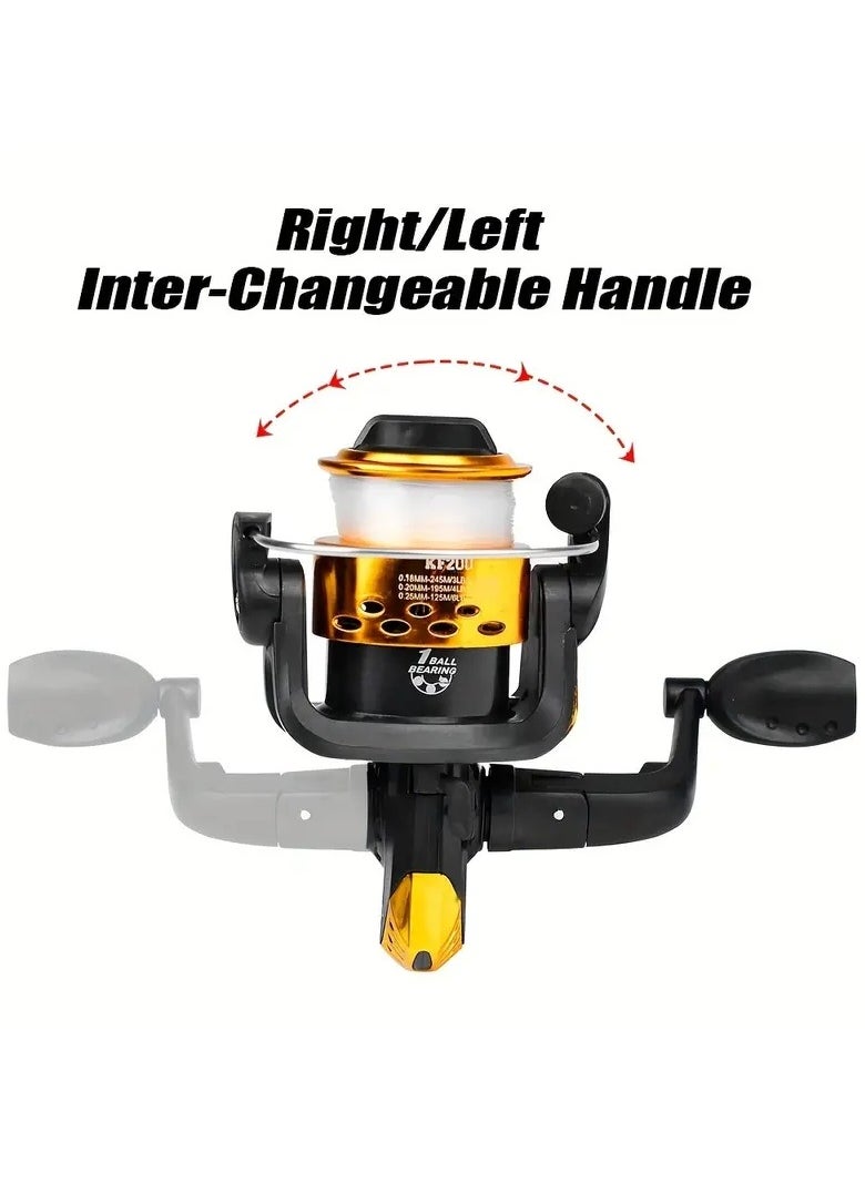Gonice 1pc Gear Ratio 5.2:1 Spinning Reel With Fishing Line, Portable 1BB Plastic Fishing Reel, Fishing Supplies  - Image 4