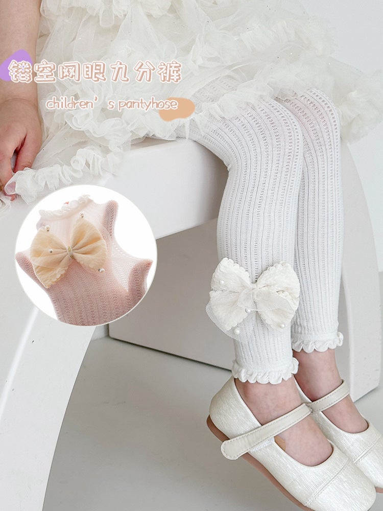 Strict Selection Of Girls' Leggings Thin Summer Mesh Breathable Nine-Point Anti-Mosquito Socks Baby Pantyhose Class A Cotton Large Elastic - Image 2
