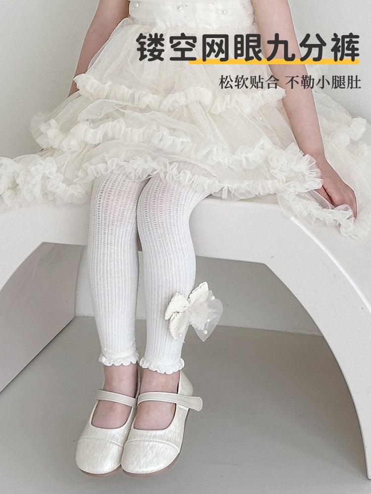 Strict Selection Of Girls' Leggings Thin Summer Mesh Breathable Nine-Point Anti-Mosquito Socks Baby Pantyhose Class A Cotton Large Elastic - Image 3