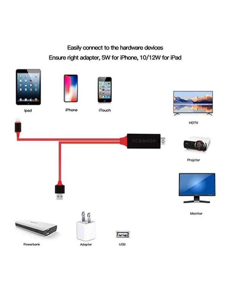 Generic - Lightning To HDMI/HDTV AV TV Cable Adapter 2meter - Image 1