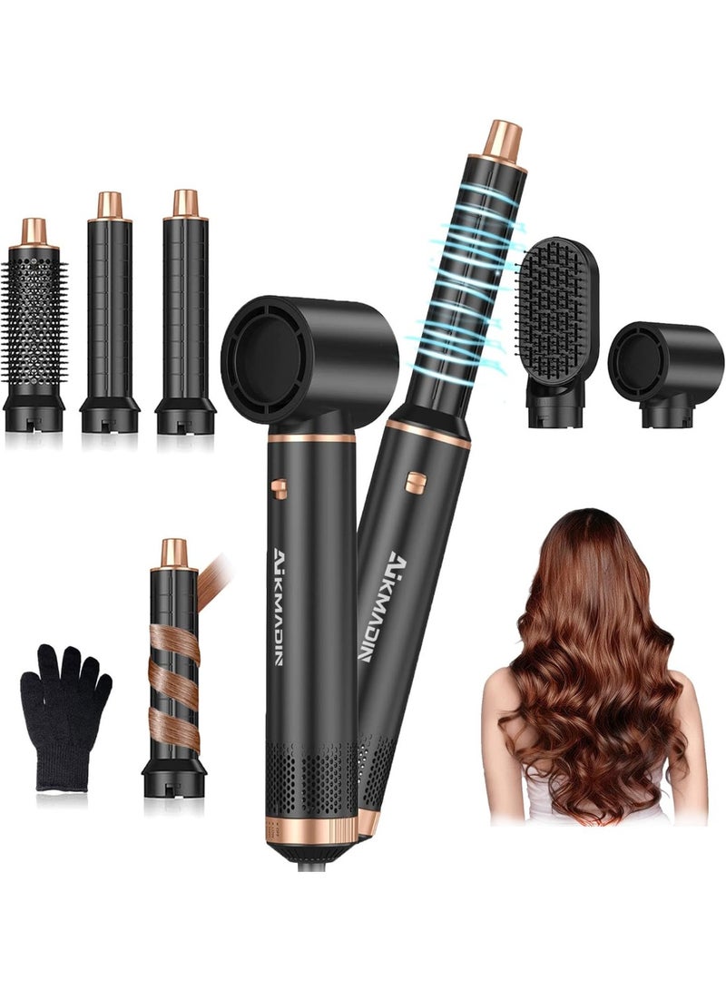 AIKMADIN 5 in 1 Blow Dryer Brush, Upgrade Hair Dryer Brush Air Curler Air Curling Wrap Styler, Detachable Hot Air Brush Negative Ion Curling Brush Iron - Image 1