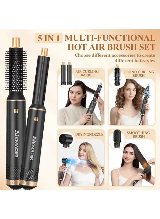 AIKMADIN 5 in 1 Blow Dryer Brush, Upgrade Hair Dryer Brush Air Curler Air Curling Wrap Styler, Detachable Hot Air Brush Negative Ion Curling Brush Iron - Image 2
