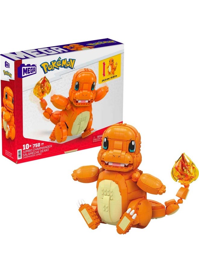 Mega Brands MEGA Pokémon Jumbo Charmander Building Set with 750 Compatible Bricks and Pieces and Poké Ball, Toy Gift Set for Ages 10 and up, HHL13  - Image 1