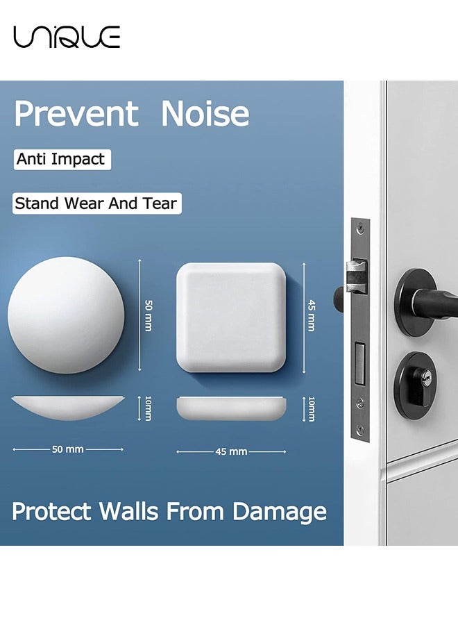 Unique 4PCS Door Stoppers Wall Protector, Silicone Door Knob Guard Wall Shield, Door Handle Bumper Self Adhesive Silencer Soft Rubber Crash Pad for Home Office - White - Image 2