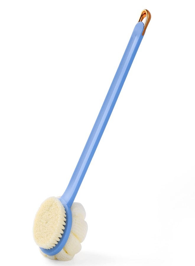 انزايلالا ليفة استحمام للجسم، شعيرات ناعمة وليفة جميلة على شكل يقطينة، مقبض طويل 14 بوصة، إسفنجة شبكية للاستحمام لتقشير البشرة وتدليكها، مناسبة للاستخدام الجاف أو الرطب، للرجال والنساء - Image 2