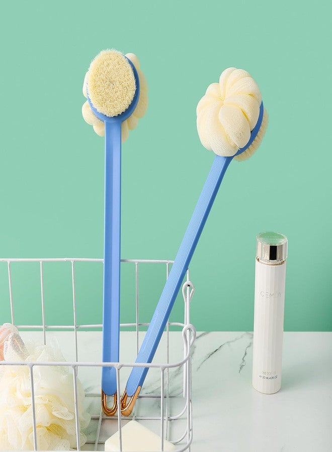 انزايلالا ليفة استحمام للجسم، شعيرات ناعمة وليفة جميلة على شكل يقطينة، مقبض طويل 14 بوصة، إسفنجة شبكية للاستحمام لتقشير البشرة وتدليكها، مناسبة للاستخدام الجاف أو الرطب، للرجال والنساء - Image 4