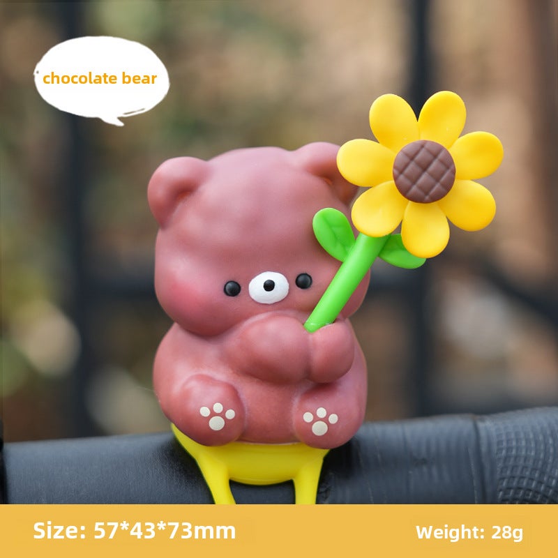Generic Joyful Electric Car Ornament Cute Animal Figurine D Chocolate Bear