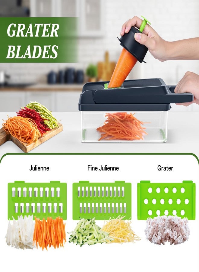 HomeHacks قطاعة خضراوات هوم هاكس، أداة مطبخ متعددة الوظائف 12 في 1، مكعبات، شرائح، قطاعة بصل، سلطة، مبشرة جبن وفاصل بيض - غطاء قطاعة خضراوات متعدد الوظائف بمقبض (رمادي) - Image 3