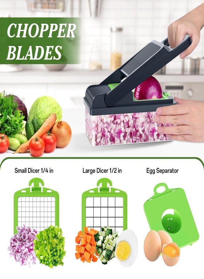 HomeHacks قطاعة خضراوات هوم هاكس، أداة مطبخ متعددة الوظائف 12 في 1، مكعبات، شرائح، قطاعة بصل، سلطة، مبشرة جبن وفاصل بيض - غطاء قطاعة خضراوات متعدد الوظائف بمقبض (رمادي) - Image 2