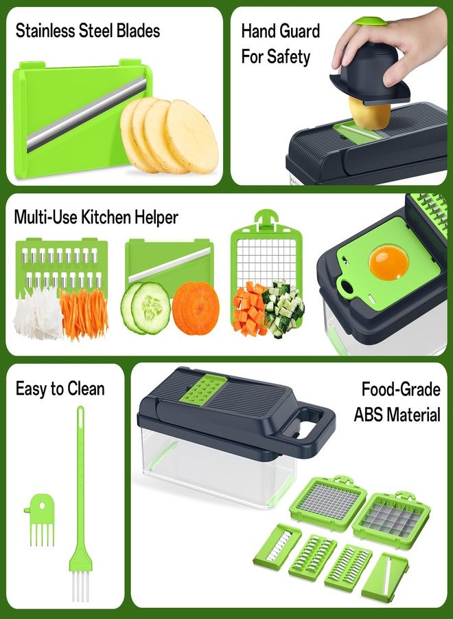 HomeHacks قطاعة خضراوات هوم هاكس، أداة مطبخ متعددة الوظائف 12 في 1، مكعبات، شرائح، قطاعة بصل، سلطة، مبشرة جبن وفاصل بيض - غطاء قطاعة خضراوات متعدد الوظائف بمقبض (رمادي) - Image 5