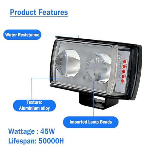 Pivalo 45W Fog Light 12-24 V LED Spot Beam Projector Lamp with Handlebar Switch High Brightness Universal Mini Driving Dual Lens for All Motorcycle Bikes Scooty and Cars (Pack of 2, Multicolour) - Image 5