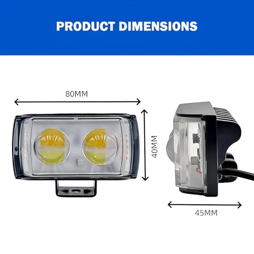 Pivalo 45W Fog Light 12-24 V LED Spot Beam Projector Lamp with Handlebar Switch High Brightness Universal Mini Driving Dual Lens for All Motorcycle Bikes Scooty and Cars (Pack of 2, Multicolour) - Image 3