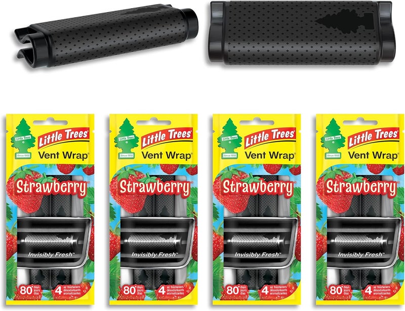 LITTLE TREES Car Air Freshener. Vent Wrap Provides Long-Lasting Scent, Slip on Vent Blade. Strawberry, 16 Air Fresheners, 4 Count (Pack of 4) Affordable purchase options - Image 3