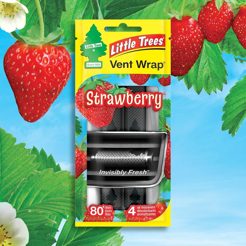 LITTLE TREES Car Air Freshener. Vent Wrap Provides Long-Lasting Scent, Slip on Vent Blade. Strawberry, 16 Air Fresheners, 4 Count (Pack of 4) Affordable purchase options - Image 4