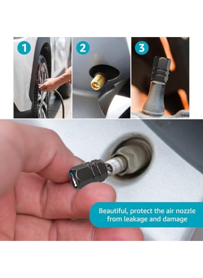 بي ام دبليو موتور سبورت غطاء صمامات الإطارات 4PCS، أغطية إطارات سيارات متوافقة مع BMW M M2 M4 M5 M6 M8 X1 X2 X3 X5 X6 M135i M240i Z4 328i X7، غطاء مانع للتسرب والغبار لإطارات السيارات - Image 4