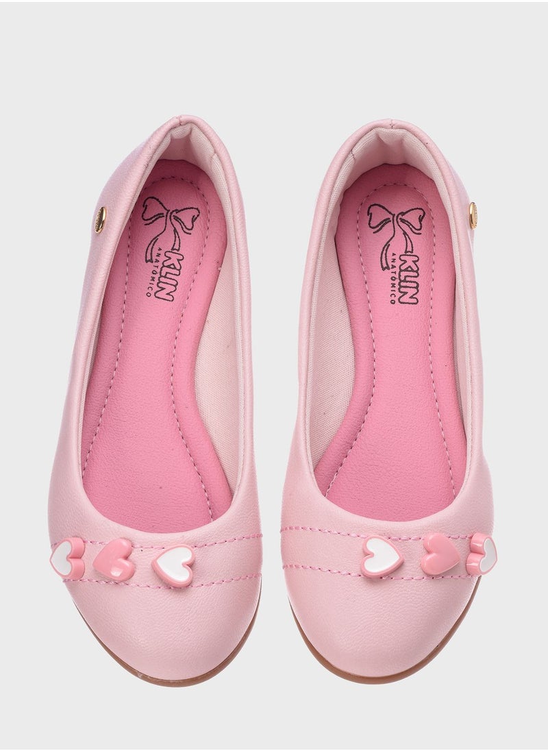 Klin - Kids Heart Print Slip On Ballerinas - Image 1