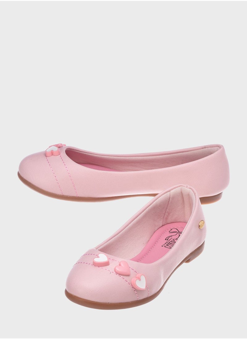Klin - Kids Heart Print Slip On Ballerinas - Image 1