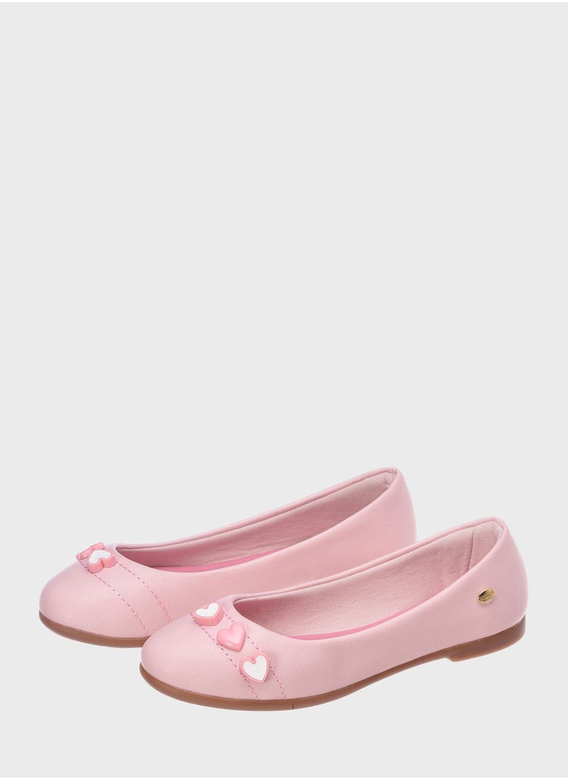 Klin - Kids Heart Print Slip On Ballerinas - Image 1