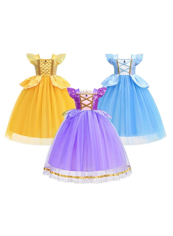 Princess Belle's Halloween Children's Puff-sleeved Dress The Same Style As The Beauty And The Beast Dress For The Beary Ball Event - Image 3