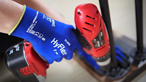 Ansell HyFlex 11-618 Nylon Light Duty Multi-Purpose Glove with Knitwrist, Abrasion/Cut Resistant, Size 11, Blue (Pack of 12 Pair) - Image 5