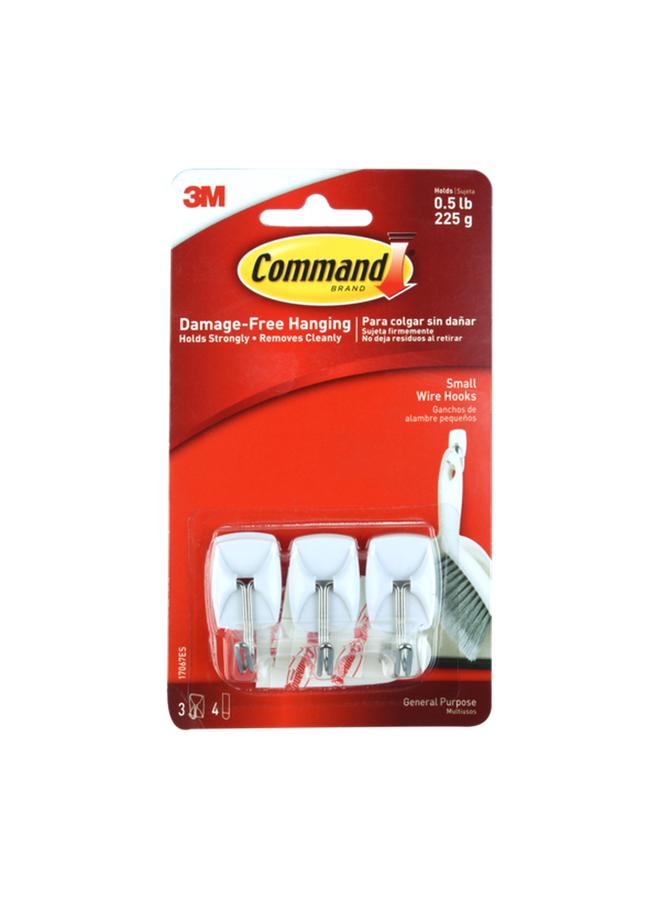 Command 3-Piece Wire Hook White Small  - Image 1