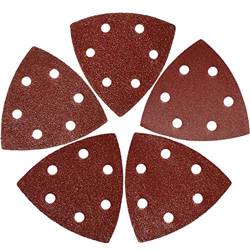 XXGO 3-1/2 Inch 90mm Triangular 60/80 /100/120 /240 Grits Hook & Loop Multitool Sandpaper Contains 20 of Each Fit 3.5 Inch Triangular Oscillating Multi Tool Sanding Pads Pack of 100 XG9010 - Image 1