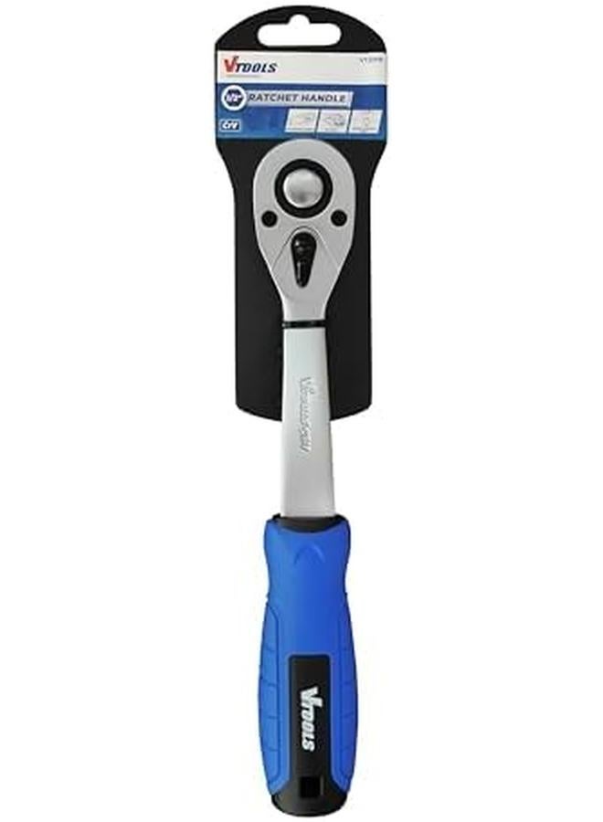 VTOOLS 1 2 Inch Drive Ratchet 72 Teeth Quick Release Ratchet Chrome Vanadium Steel Slim Design Comfortable Grip Ideal For Automotive Mechanical And Diy Tasks Blue Vt2219 - Image 3