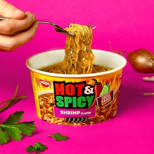 Nissin Hot & Spicy Ramen Noodle Soup, Shrimp, 3.27 Ounce (Pack of 6) - Image 3