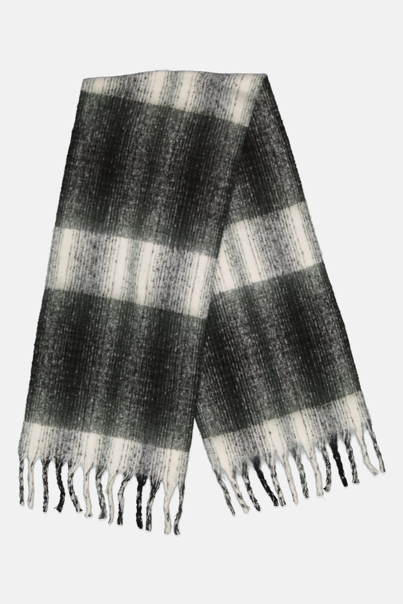 Vintage America Women Textured Scarf 220 L x 42 H cm, Black  - Image 2