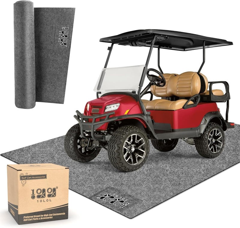 10L0L Golf Cart Premium Garage Floor Mat - Waterproof Anti-Slip Thickened Mat for Golf Cart Club Car EZGO Yamaha ATV UTV - 106'' x 59'' - Image 1