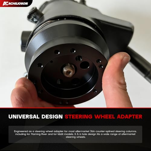 Achilioson Steering Wheel Hub Adapter - 5 & 6 Hole Billet Aluminum, Compatible with Chevy (1969-1994), GMC Truck/Pickup/Van, Jeep, Buick, Chrysler, Dodge, Pontiac, Cadillac (Black) - Image 3