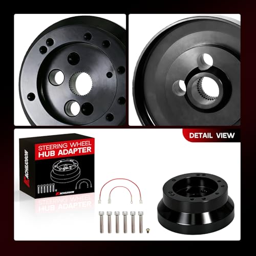 Achilioson Steering Wheel Hub Adapter - 5 & 6 Hole Billet Aluminum, Compatible with Chevy (1969-1994), GMC Truck/Pickup/Van, Jeep, Buick, Chrysler, Dodge, Pontiac, Cadillac (Black) - Image 5