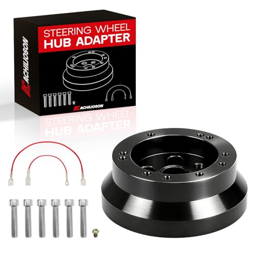 Achilioson Steering Wheel Hub Adapter - 5 & 6 Hole Billet Aluminum, Compatible with Chevy (1969-1994), GMC Truck/Pickup/Van, Jeep, Buick, Chrysler, Dodge, Pontiac, Cadillac (Black) - Image 1