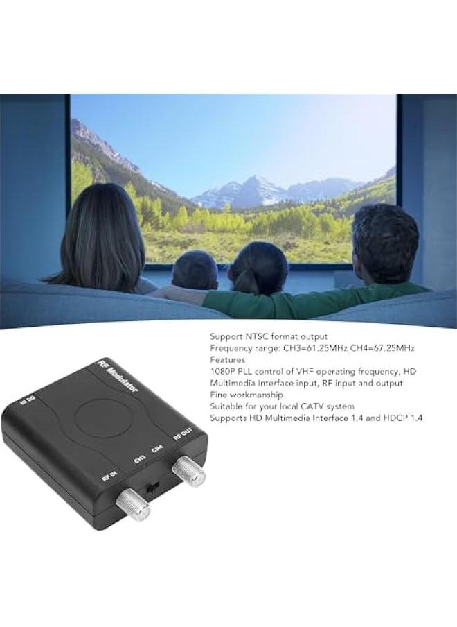 Generic - RF Modulator Coax Adapter VHF HD Digital Video Input Converter, Support NTSC Format Output 1080P PLL Control of VHF Operating Frequency, HDM61 to RF Modulator - Image 1