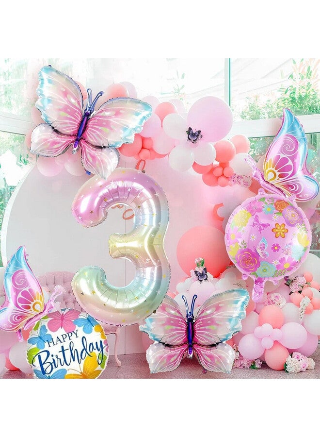 LAMAY Butterfly Birthday Decorations Set, 40 Inch Colorful Number Balloon with Giant Butterfly Balloon, Party Decorations for Girls Birthday Celebration - Image 4
